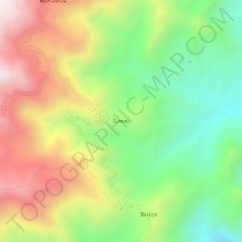 Mapa topográfico Tamao, altitud, relieve