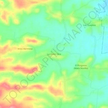 Mapa topográfico La Unión Uno, altitud, relieve