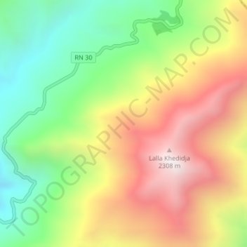 Mapa topográfico Atlas Tellien, altitud, relieve