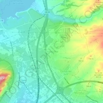 Mapa topográfico El Chaparral, altitud, relieve