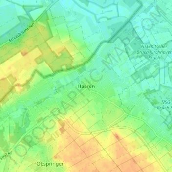 Mapa topográfico Haaren, altitud, relieve