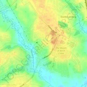 Mapa topográfico Atlantic Coastal Plain, altitud, relieve