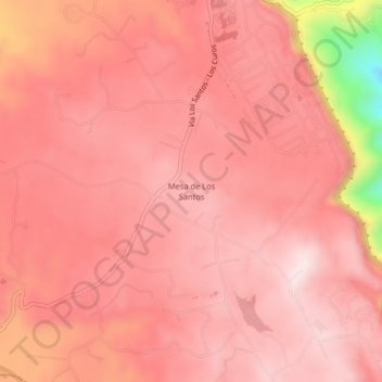 Mapa topográfico Mesa los Santos, altitud, relieve