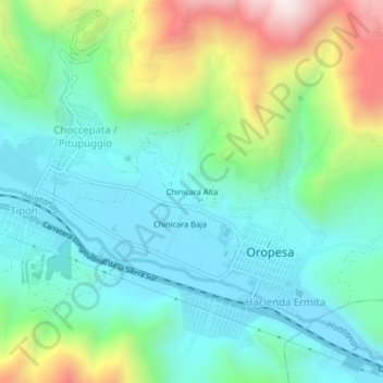 Mapa topográfico Chinicara Alta, altitud, relieve