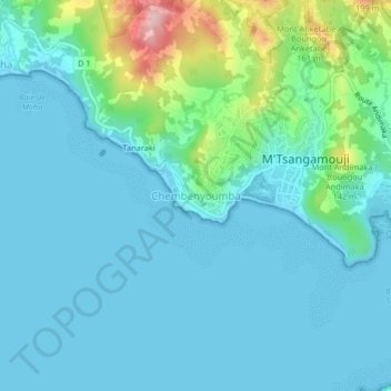 Mapa topográfico Chembenyoumba, altitud, relieve