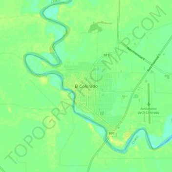 Mapa topográfico El Colorado, altitud, relieve