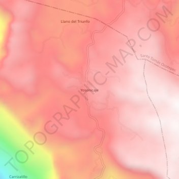 Mapa topográfico Yosonicaje, altitud, relieve