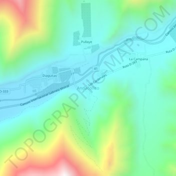 Mapa topográfico Andacollito, altitud, relieve