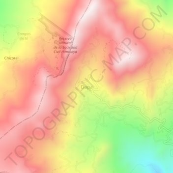 Mapa topográfico Dapa, altitud, relieve