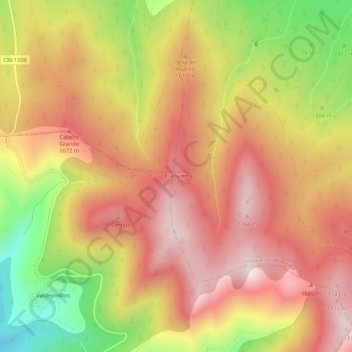 Mapa topográfico El Poyato, altitud, relieve