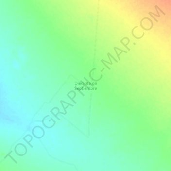 Mapa topográfico Diecisite de Septiembre, altitud, relieve