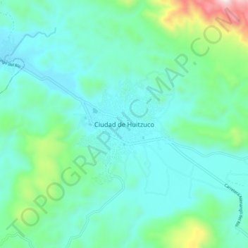 Mapa topográfico Ciudad de Huitzuco, altitud, relieve
