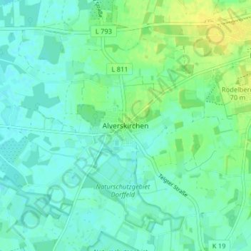 Mapa topográfico Alverskirchen, altitud, relieve