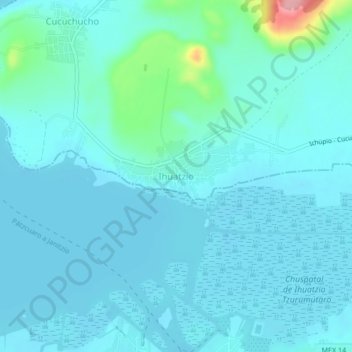 Mapa topográfico Ihuatzio, altitud, relieve