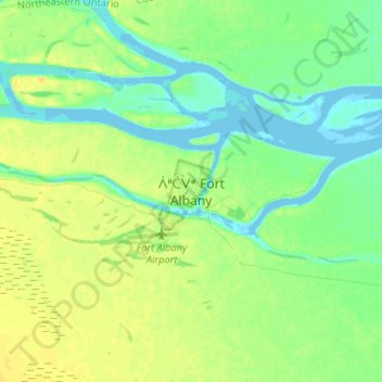 Mapa topográfico Fort Albany, altitud, relieve