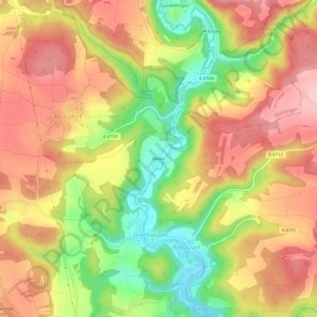 Mapa topográfico Weiler, altitud, relieve