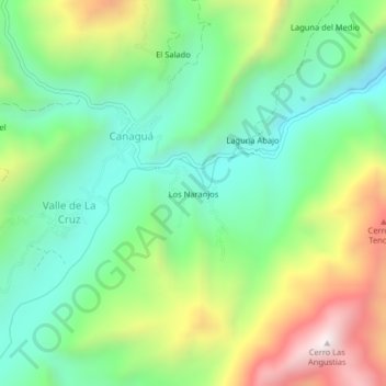 Mapa topográfico Los Naranjos, altitud, relieve