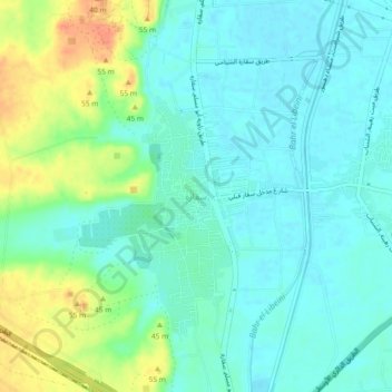 Mapa topográfico سقارة, altitud, relieve