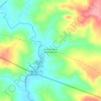 Mapa topográfico Santo Antônio da Esperança, altitud, relieve