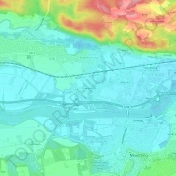 Mapa topográfico Kronberg, altitud, relieve