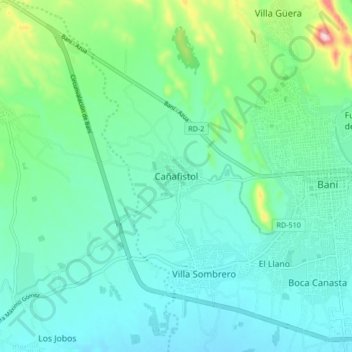 Mapa topográfico Cañafistol, altitud, relieve