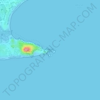 Mapa topográfico Cabo San Lucas, altitud, relieve