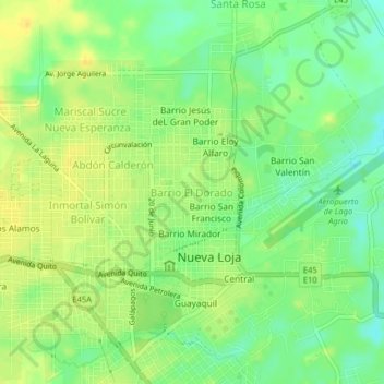 Mapa topográfico Barrio El Dorado, altitud, relieve