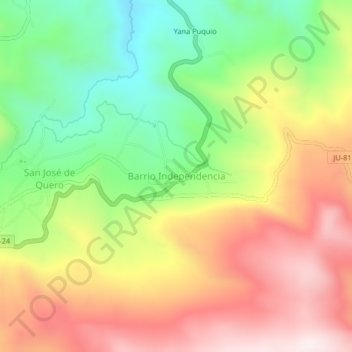 Mapa topográfico Barrio Independencia, altitud, relieve