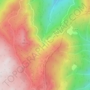 Mapa topográfico Poço do Inferno, altitud, relieve