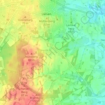 Mapa topográfico Höcklenkamp, altitud, relieve