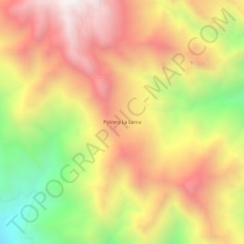 Mapa topográfico Potrero La Loma, altitud, relieve