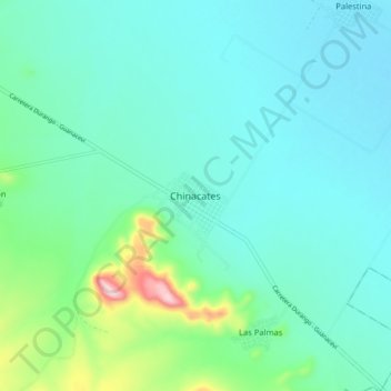 Mapa topográfico Chinacates, altitud, relieve