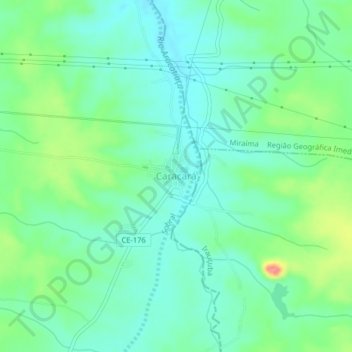 Mapa topográfico Caracará, altitud, relieve