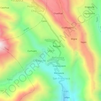 Mapa topográfico Tagre, altitud, relieve