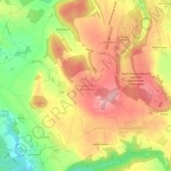 Mapa topográfico Aftholderberg, altitud, relieve