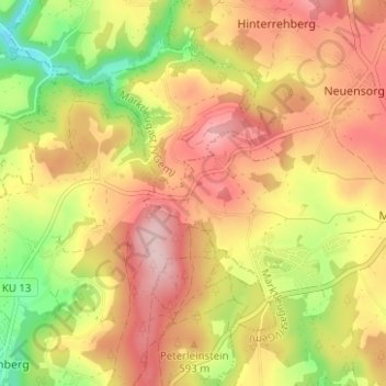 Mapa topográfico Tannenwirtshaus, altitud, relieve