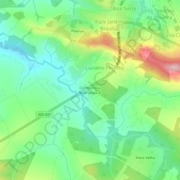 Mapa topográfico Condominio Bom Jesus II, altitud, relieve
