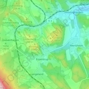Mapa topográfico Hohenbreden, altitud, relieve