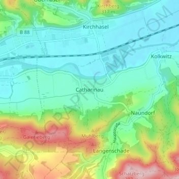 Mapa topográfico Catharinau, altitud, relieve