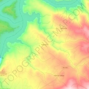 Mapa topográfico Roqueiro, altitud, relieve