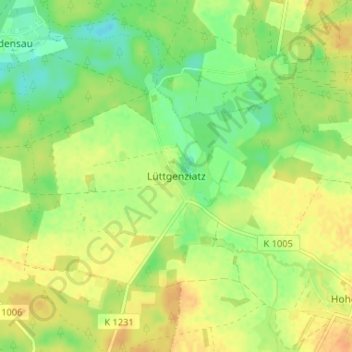 Mapa topográfico Lüttgenziatz, altitud, relieve