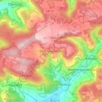 Mapa topográfico Dörrnwasserlos, altitud, relieve