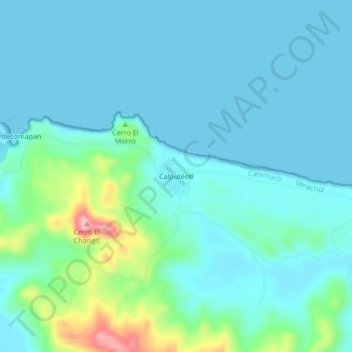 Mapa topográfico Calputéotl, altitud, relieve