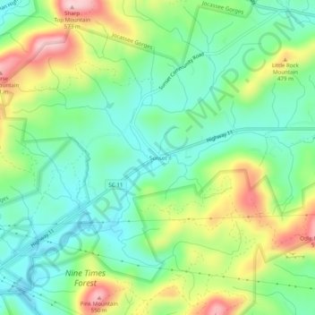Mapa topográfico Sunset, altitud, relieve