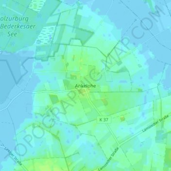 Mapa topográfico Ankelohe, altitud, relieve