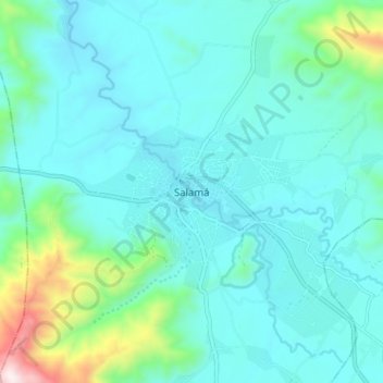 Mapa topográfico Salamá, altitud, relieve