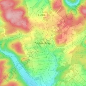 Mapa topográfico Sachsenberg, altitud, relieve