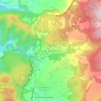 Mapa topográfico Rincón de Estradas, altitud, relieve