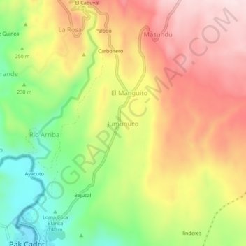 Mapa topográfico Jumunuco, altitud, relieve
