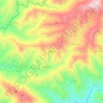 Mapa topográfico Daimalos, altitud, relieve